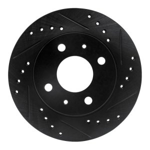 Nissan Lucino Brake Rotor (1) - Front Right - R1 Concepts - Drilled & Slotted - Black - `95-`00